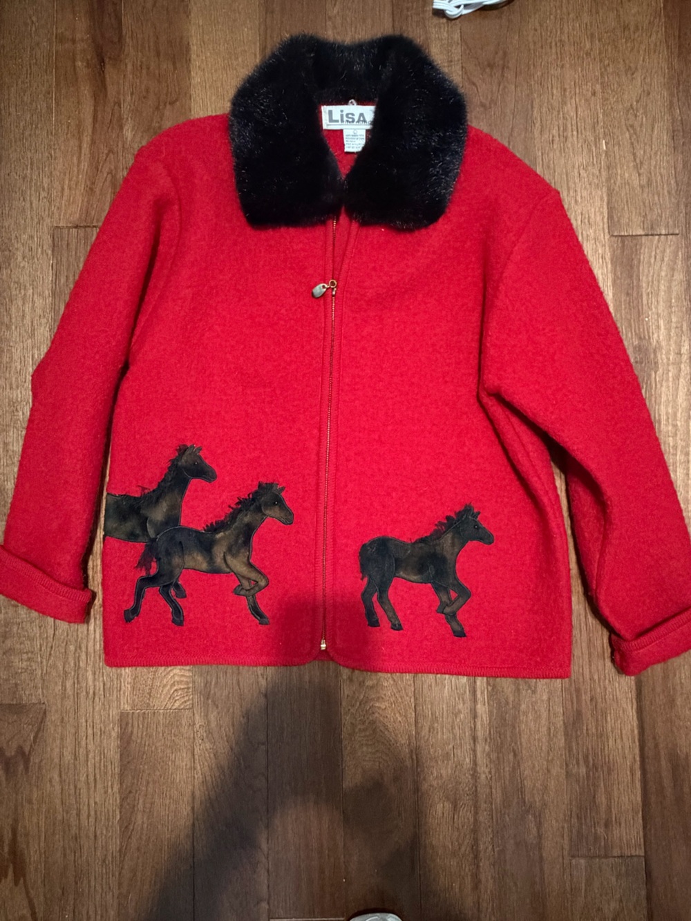 Lisa international red wool jacket